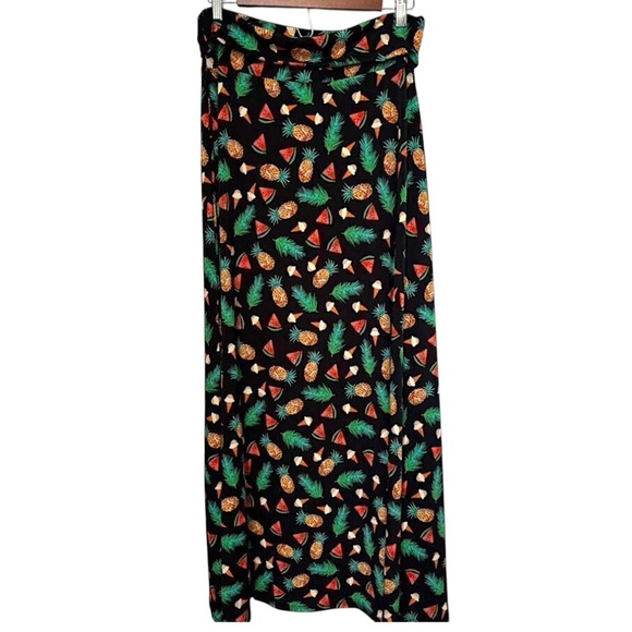 LuLaRoe Black Maxi Skirt Size S Fruit Ice Cream Print Tropical Y2K Summercore - Picture 2 of 8